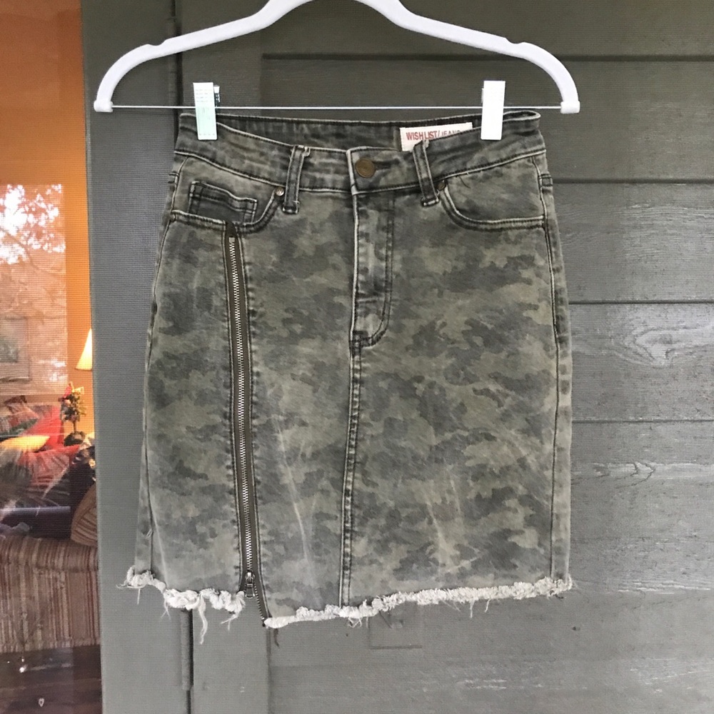 Wishlist Denim Camo Mini Skirt